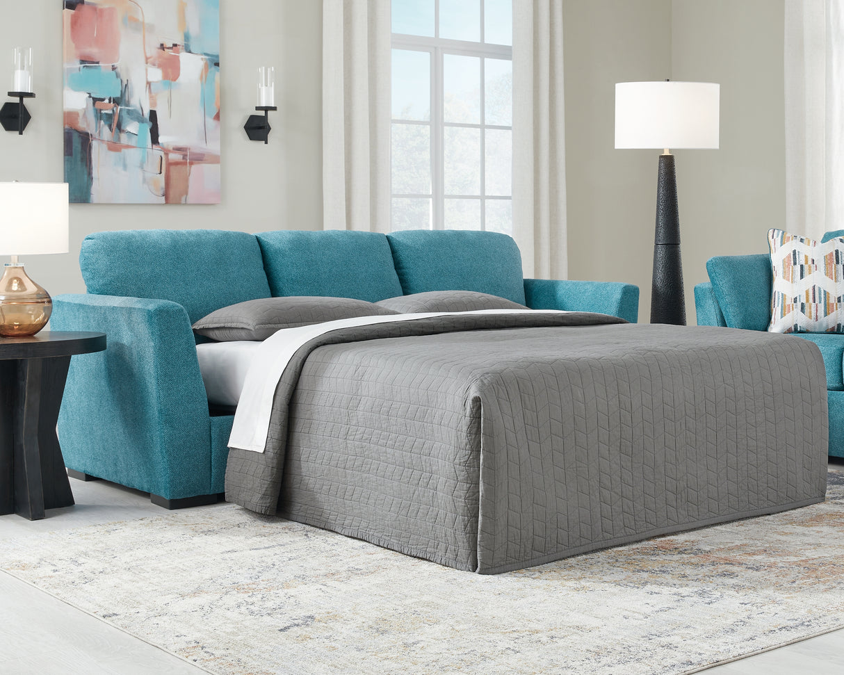 Furniture City Slidell - Ashley Furniture - Keerwick Living Room - Queen Sofa Sleeper / Teal - 6750739