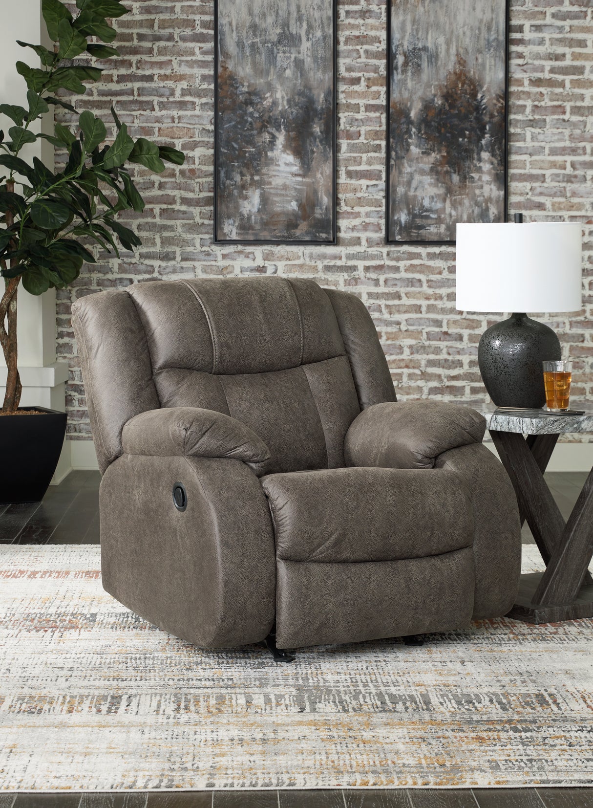 Furniture City Slidell - Ashley Furniture - First Base Living Room - Rocker Recliner / Gunmetal - 6880425