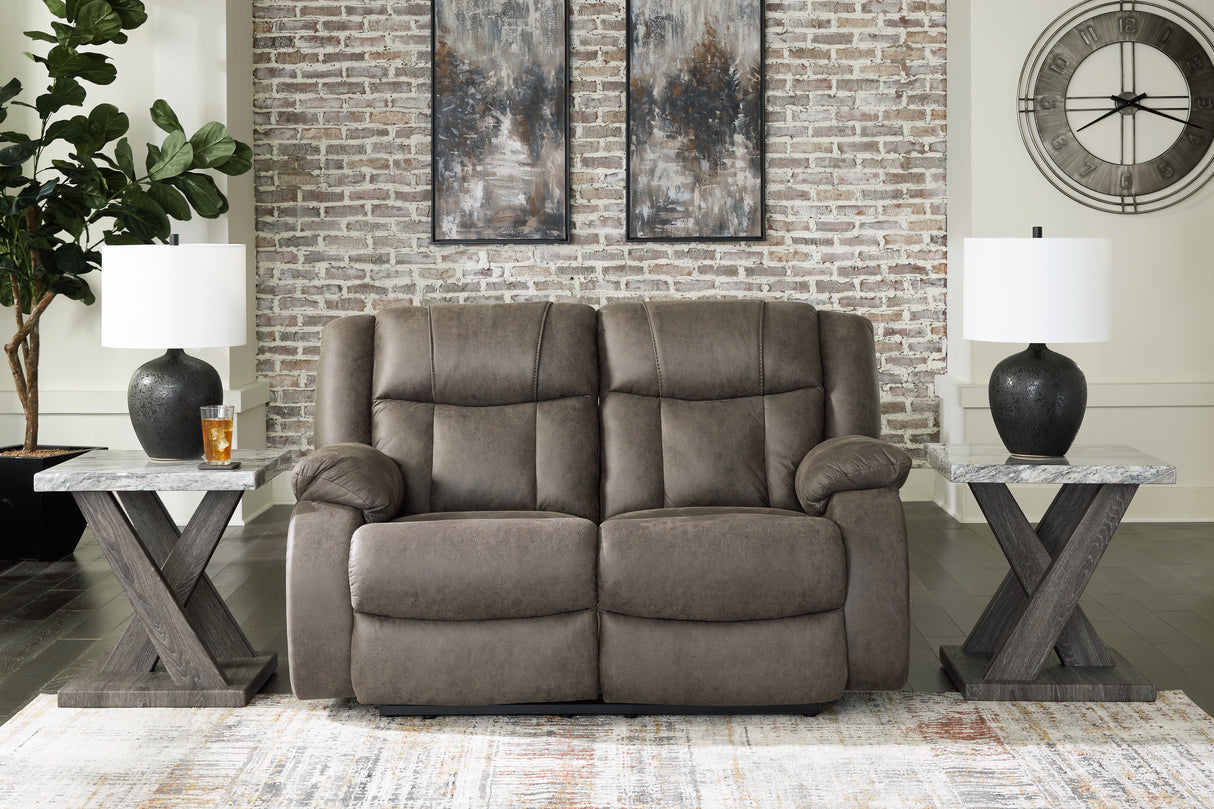 Furniture City Slidell - Ashley Furniture - First Base Living Room - Reclining Loveseat / Gunmetal - 6880486