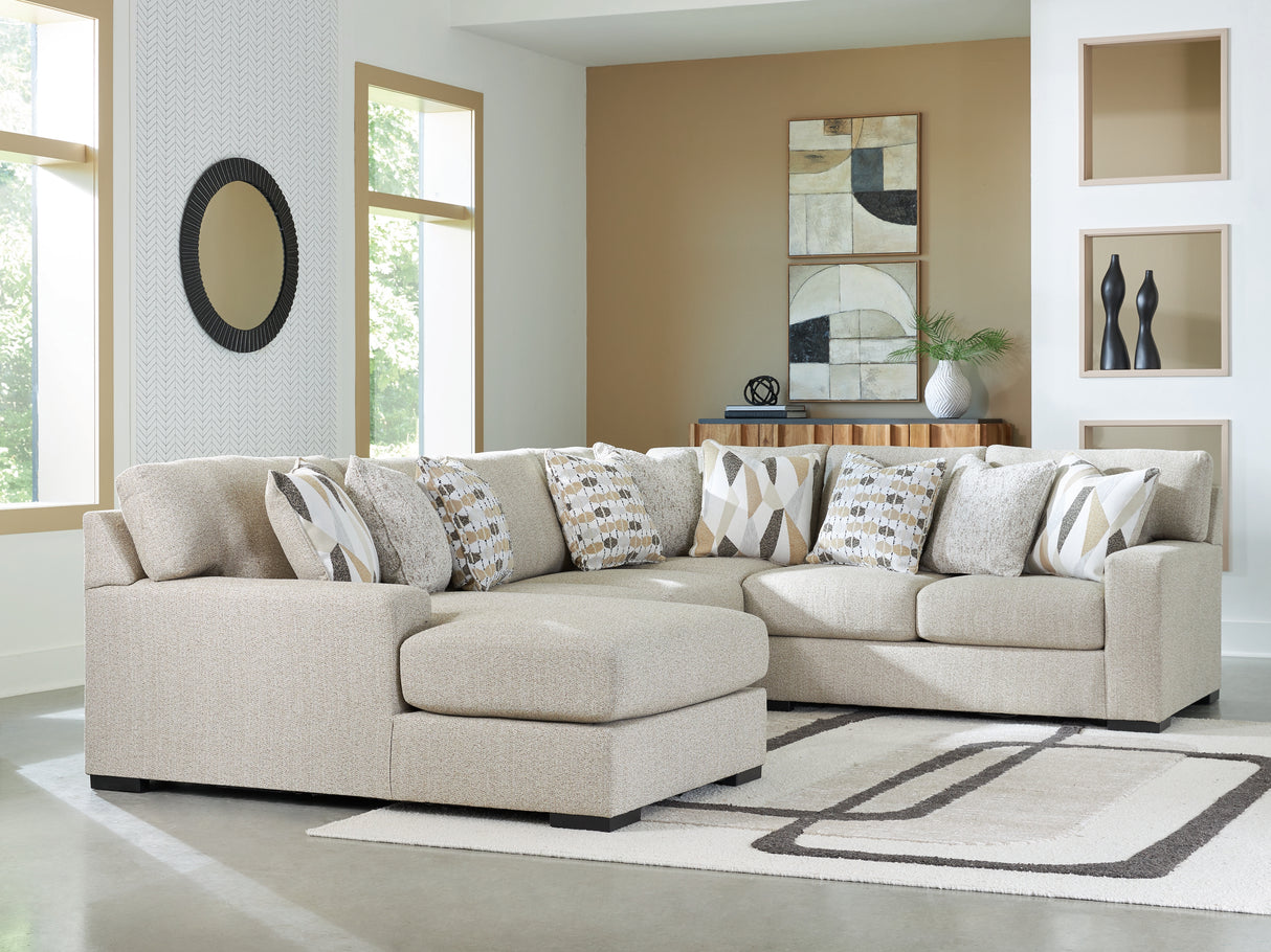 Furniture City Slidell - Ashley Furniture - Laurelgrove Sectional - RAF 4-Piece Sectional with Chaise / Pebble - 75105S1