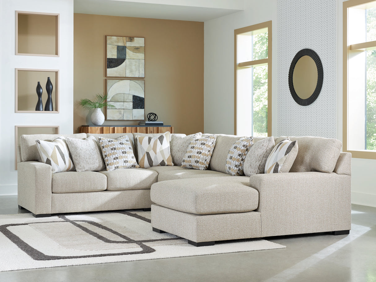 Furniture City Slidell - Ashley Furniture - Laurelgrove Sectional - RAF 3-Piece Double Chaise Sectional / Pebble - 75105S7