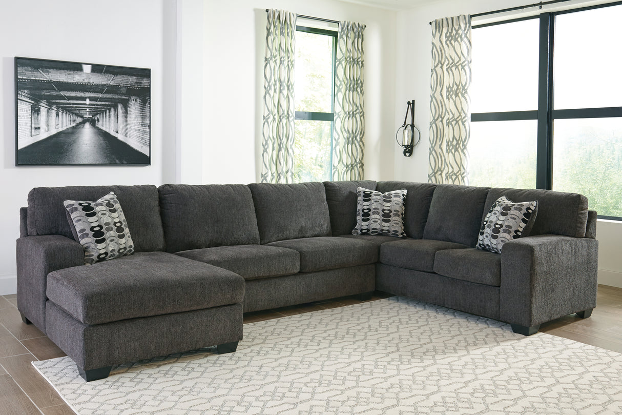 Furniture City Slidell - Ashley Furniture - Ballinasloe Sectional - RAF 3-Piece Sectional with Chaise / Smoke - 80703S1