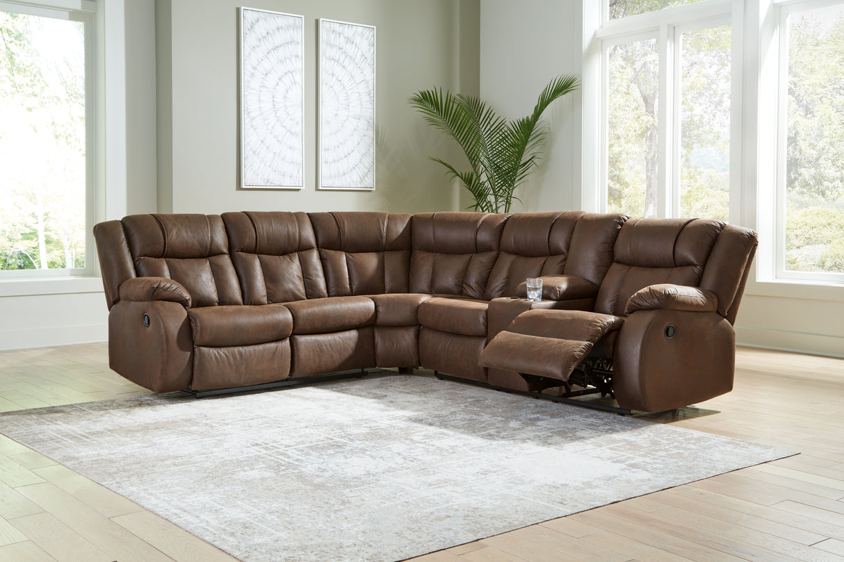 Furniture City Slidell - Ashley Furniture - Trail Boys Sectional - 2-Piece Reclining Sectional / Walnut - 82703S1