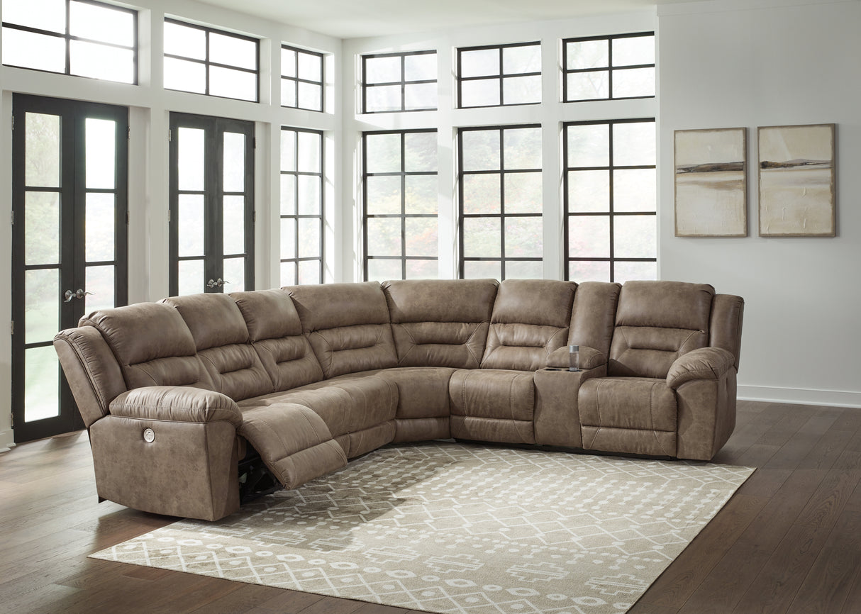 Furniture City Slidell - Ashley Furniture - Ravenel Sectional - 4-Piece Power Reclining Sectional / Fossil - 83106S4