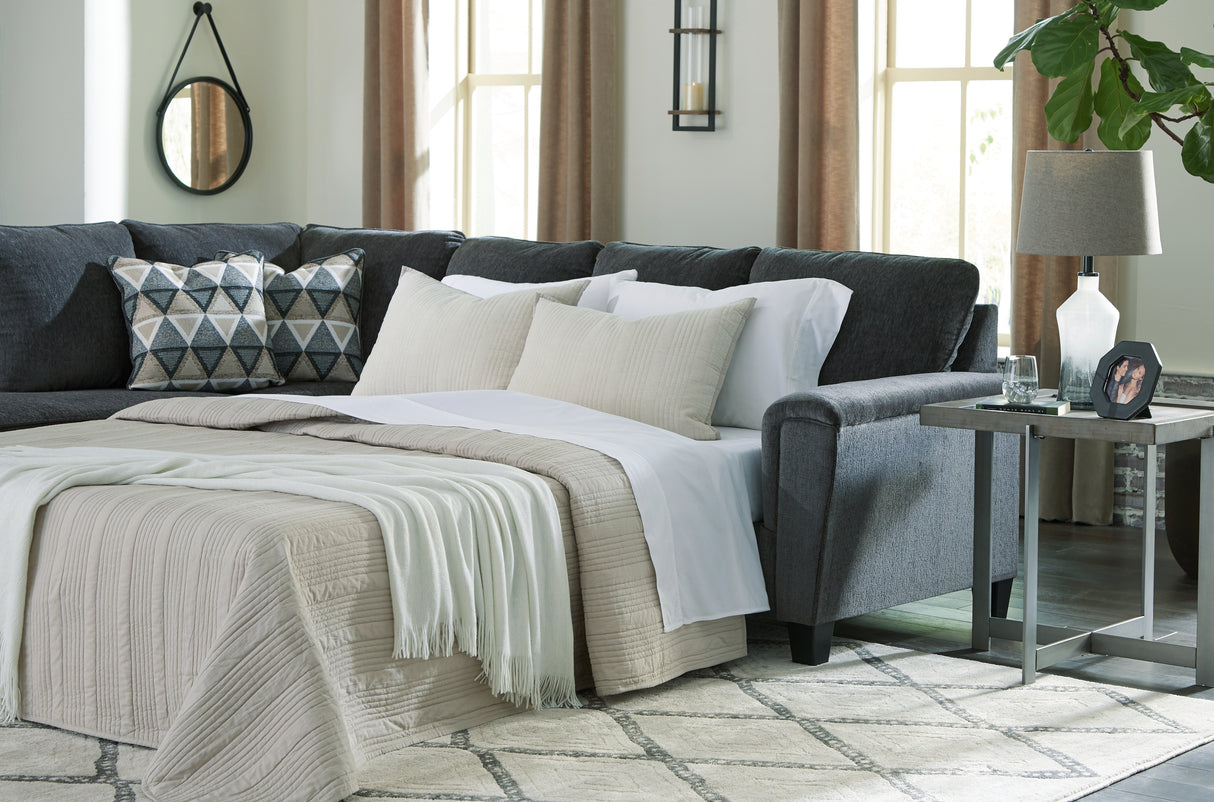 Furniture City Slidell - Ashley Furniture - Abinger Sectional - RAF 2-Piece Sleeper Sectional with Chaise / Smoke - 83905S3