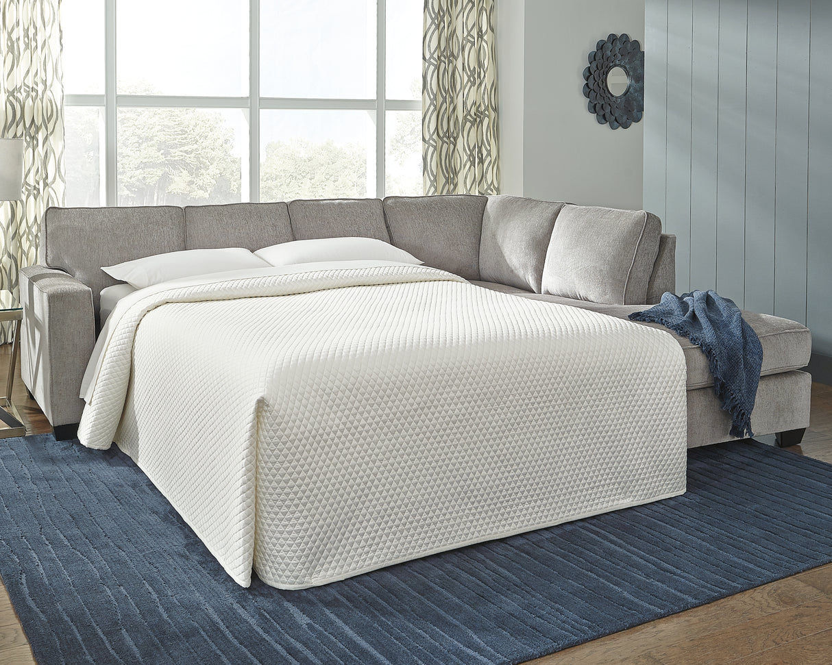 Furniture City Slidell - Ashley Furniture - Altari Sectional - 2-Piece Sleeper Sectional with Chaise / Alloy - 87214S3