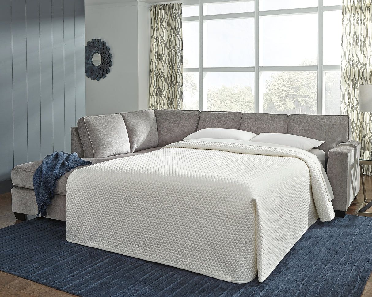 Furniture City Slidell - Ashley Furniture - Altari Sectional - RAF 2-Piece Sleeper Sectional with Chaise / Alloy - 87214S4