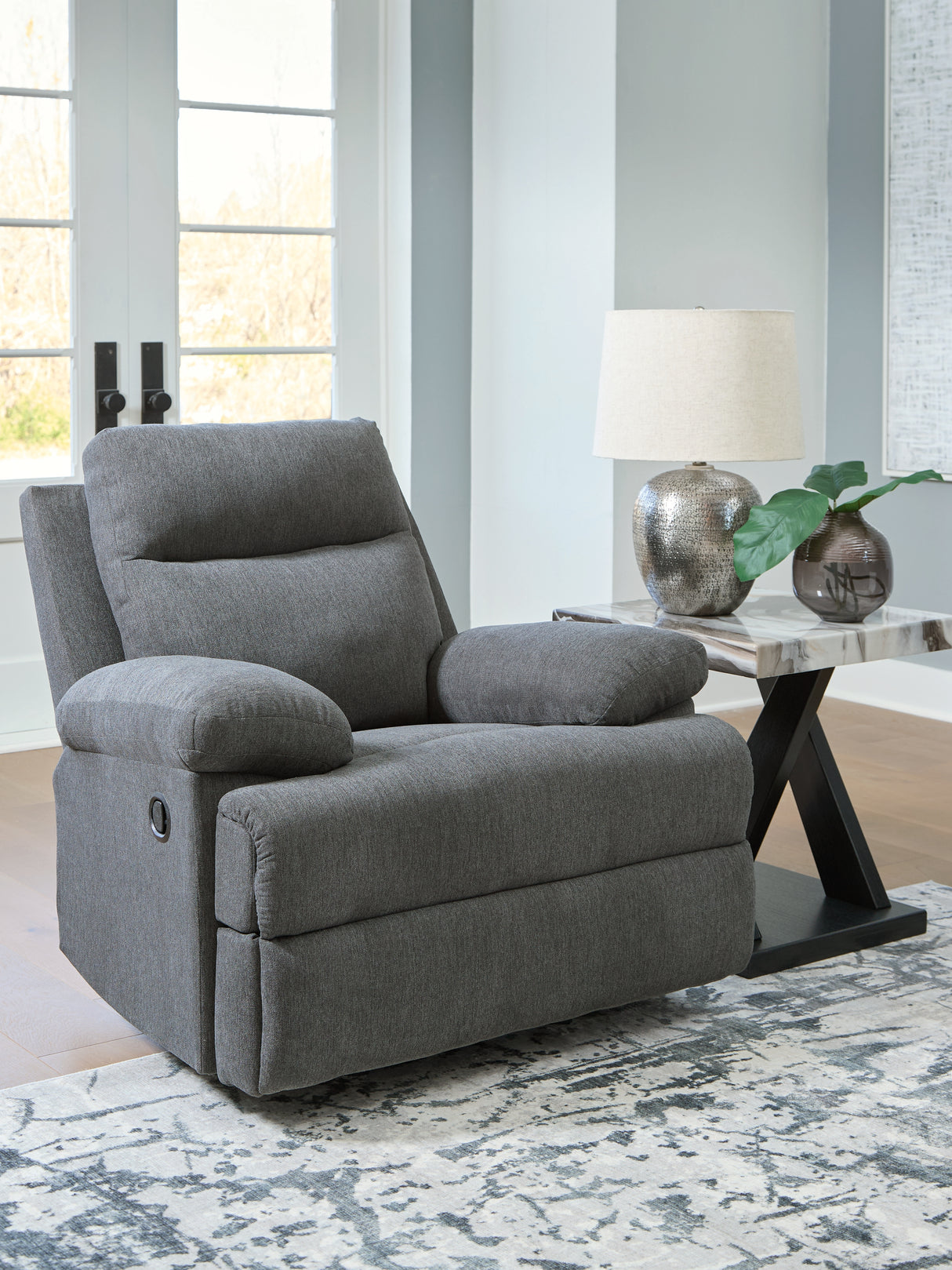 Furniture City Slidell - Ashley Furniture - Side-Swipe Living Room - REC Sofa w/Drop Down Table / Charcoal - PC9140689