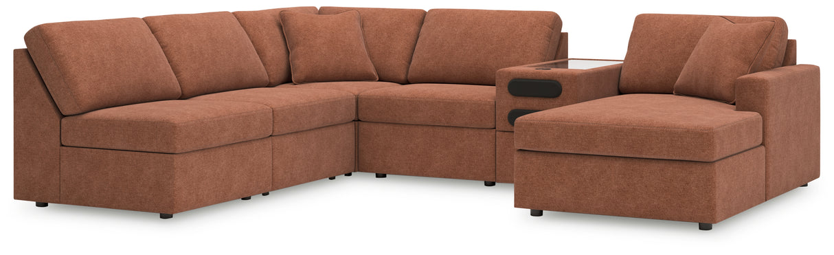 Furniture City Slidell - Ashley Furniture - Modmax Sectional - 6-Piece Sectional with Chaise and Audio Console / Spice - 92102S25