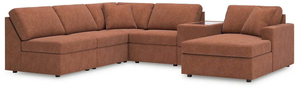 Furniture City Slidell - Ashley Furniture - Modmax Sectional - 6-Piece Sectional with Chaise and Storage Console / Spice - 92102S22