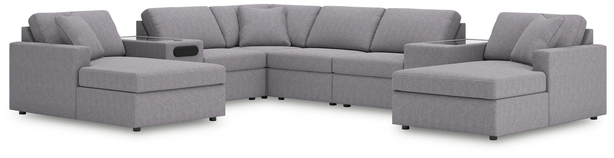 Furniture City Slidell - Ashley Furniture - Modmax Sectional - RAF 8-Piece Sectional with Chaise / Granite - 92104S31