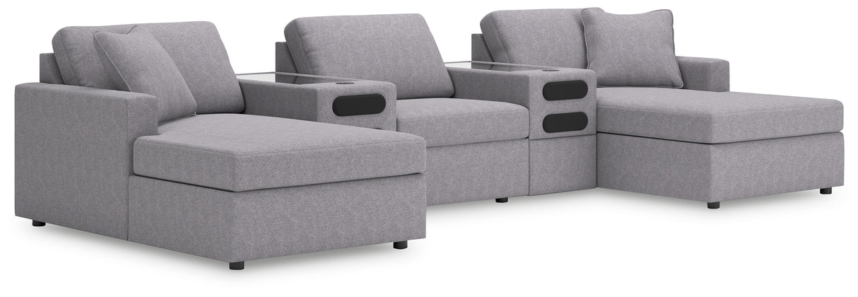 Furniture City Slidell - Ashley Furniture - Modmax Sectional - RAF 5-Piece Sectional with Chaise and Audio Console / Granite - 92104S47