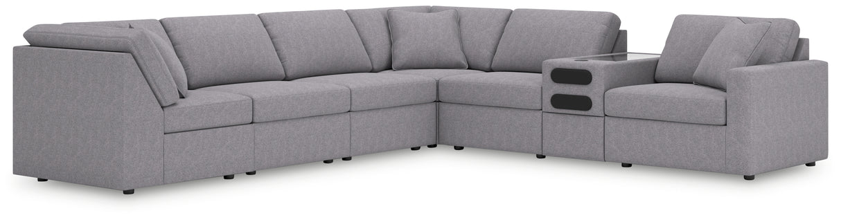 Furniture City Slidell - Ashley Furniture - Modmax Sectional - 7-Piece Sectional with Audio Console / Granite - 92104S34
