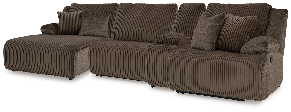 Furniture City Slidell - Ashley Furniture - Top Tier Sectional - 4-Piece Reclining Sectional with Chaise / Chocolate - 92705S12
