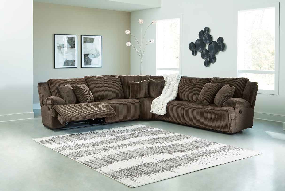 Furniture City Slidell - Ashley Furniture - Top Tier Sectional - 5-Piece Reclining Sectional / Chocolate - 92705S3