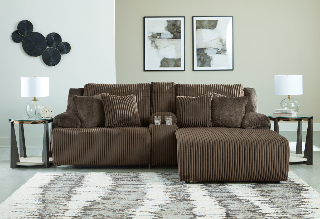 Furniture City Slidell - Ashley Furniture - Top Tier Sectional - 3-Piece Reclining Sectional Sofa with Chaise / Chocolate - 92705S4