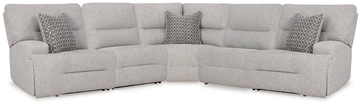 Furniture City Slidell - Ashley Furniture - Acklen Place Sectional - 5-Piece Power Reclining Sectional / Pewter - 93605S3