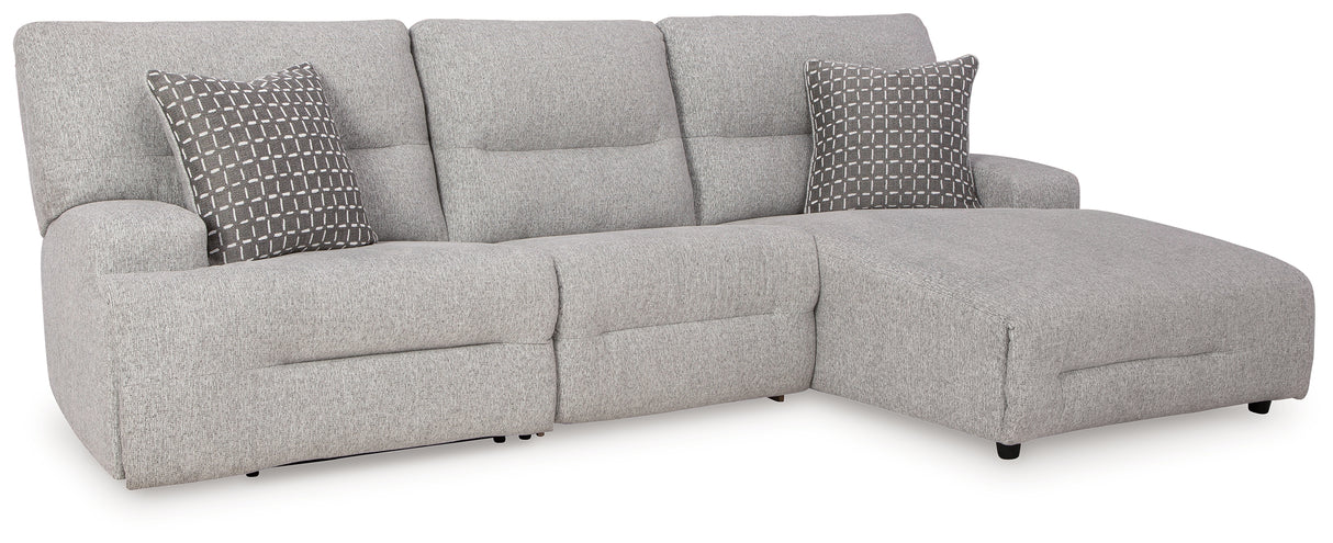 Furniture City Slidell - Ashley Furniture - Acklen Place Sectional - 3-Piece Power Reclining Sectional / Pewter - 93605S6