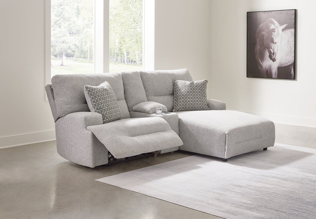Furniture City Slidell - Ashley Furniture - Acklen Place Sectional - 3-Piece Power Reclining Sectional Sofa with Chaise / Pewter - 93605S4
