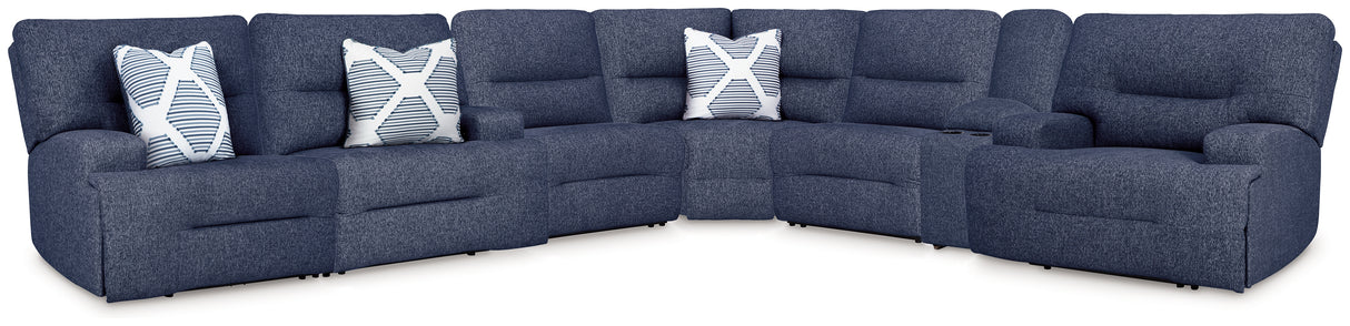 Furniture City Slidell - Ashley Furniture - Acklen Place Sectional - 7-Piece Power Reclining Sectional / Navy - 93607S8
