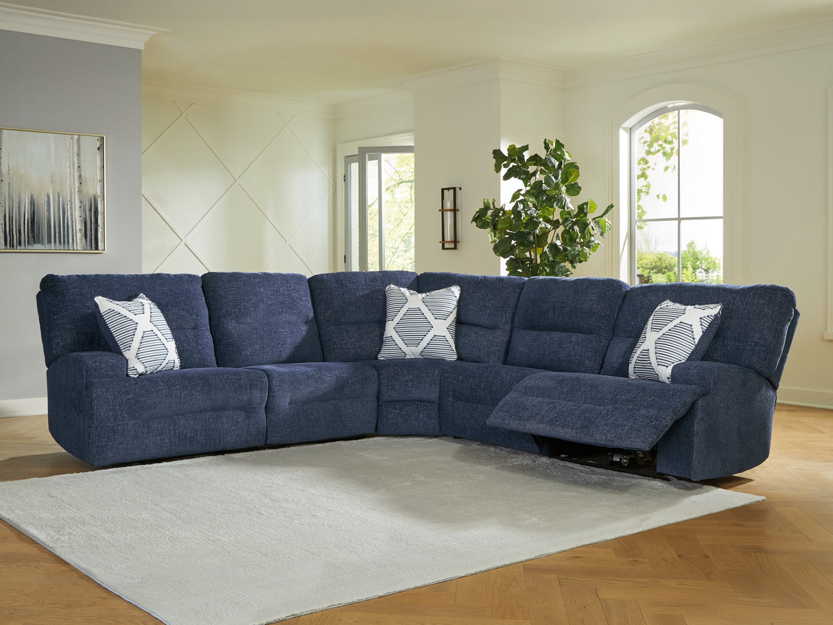 Furniture City Slidell - Ashley Furniture - Acklen Place Sectional - 5-Piece Power Reclining Sectional / Navy - 93607S3