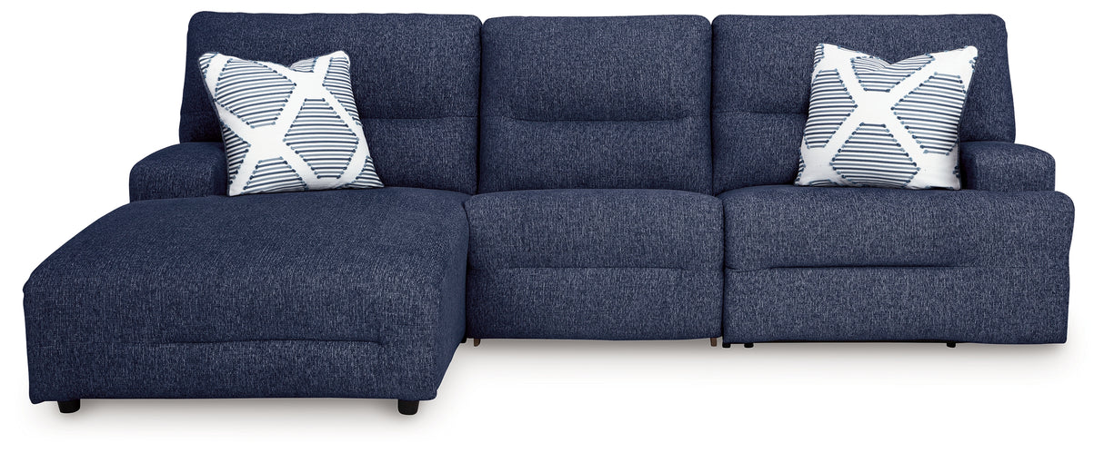 Furniture City Slidell - Ashley Furniture - Acklen Place Sectional - 3-Piece Power Reclining Sectional / Navy - 93607S7