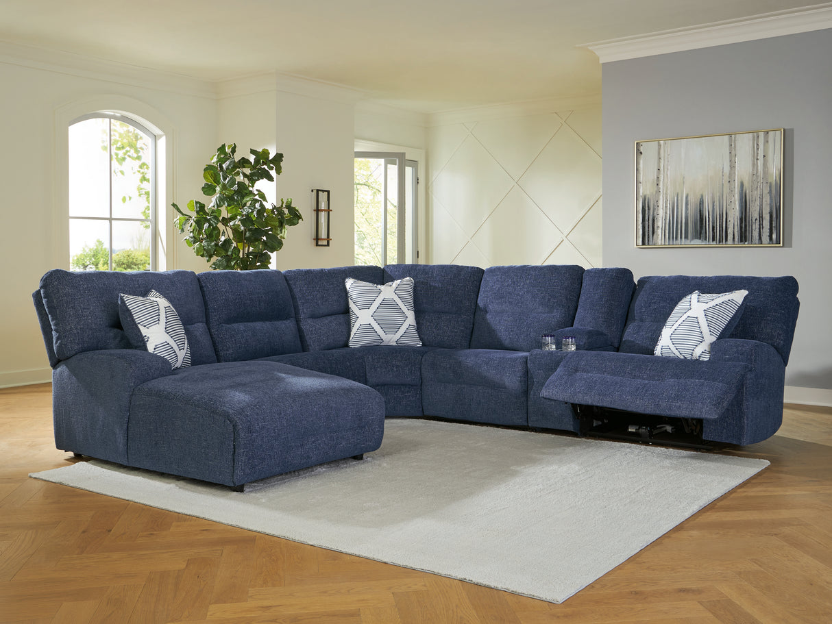Furniture City Slidell - Ashley Furniture - Acklen Place Sectional - 6-Piece Power Reclining Sectional with Chaise / Navy - 93607S2