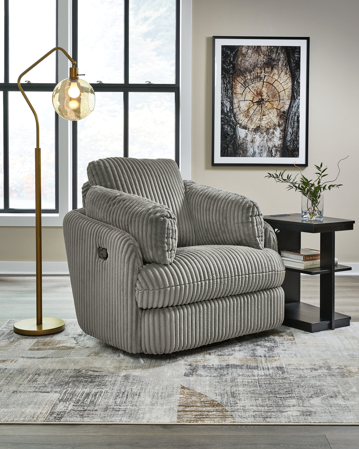 Furniture City Slidell - Ashley Furniture - Tie-Breaker Living Room - Swivel Glider Recliner / Fog - 9490361
