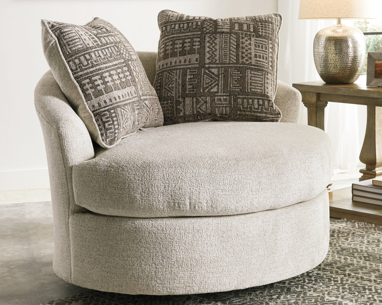 Furniture City Slidell - Ashley Furniture - Soletren Living Room - Swivel Accent Chair / Stone - 9510444