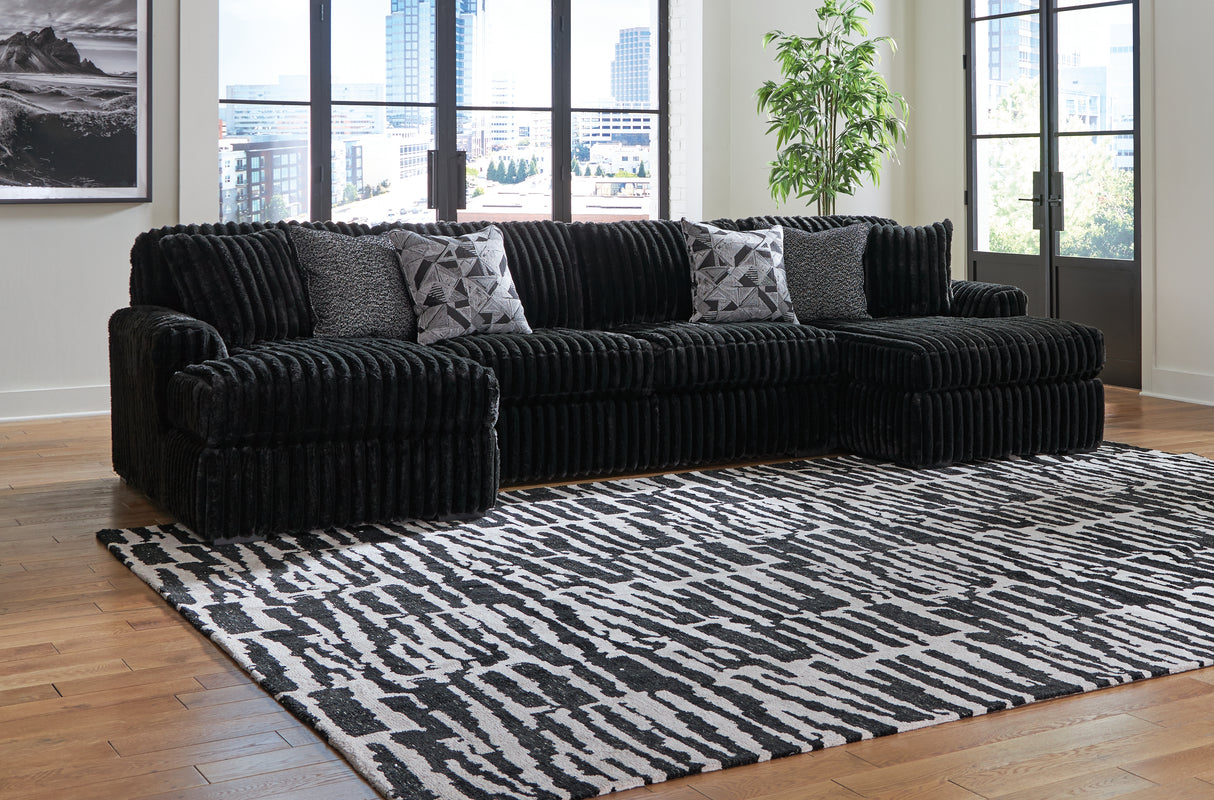Furniture City Slidell - Ashley Furniture - Midnight-Madness Sectional - RAF 3-Piece Sectional with Chaise / Onyx - 98103S5