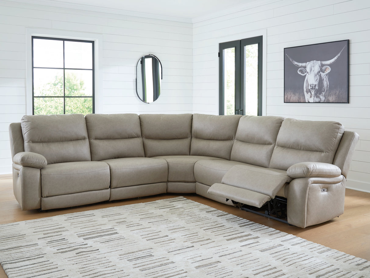Furniture City Slidell - Ashley Furniture - Narwhal Place Sectional - 5-Piece Power Reclining Sectional / Pebble - PC99201S8