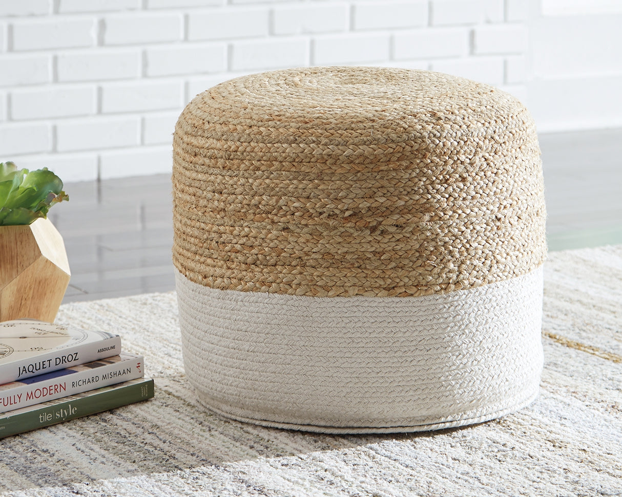 Furniture City Slidell - Ashley Furniture - Sweed Valley Pouf - Pouf / Natural/White - A1000420
