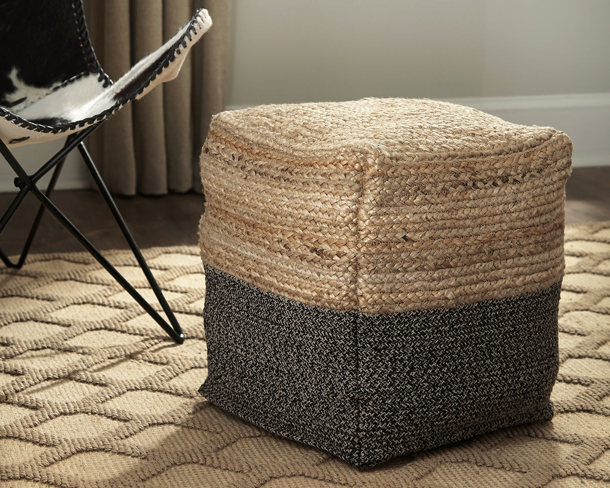 Furniture City Slidell - Ashley Furniture - Sweed Valley Pouf - Pouf / Natural/White - A1000420