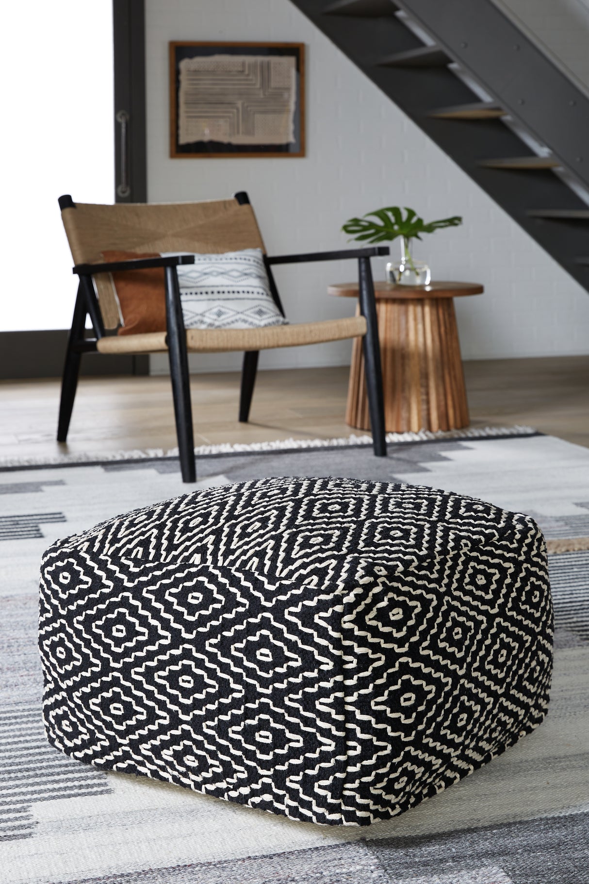 Furniture City Slidell - Ashley Furniture - Jasett Pouf - Pouf / Black/Ivory - A1001058