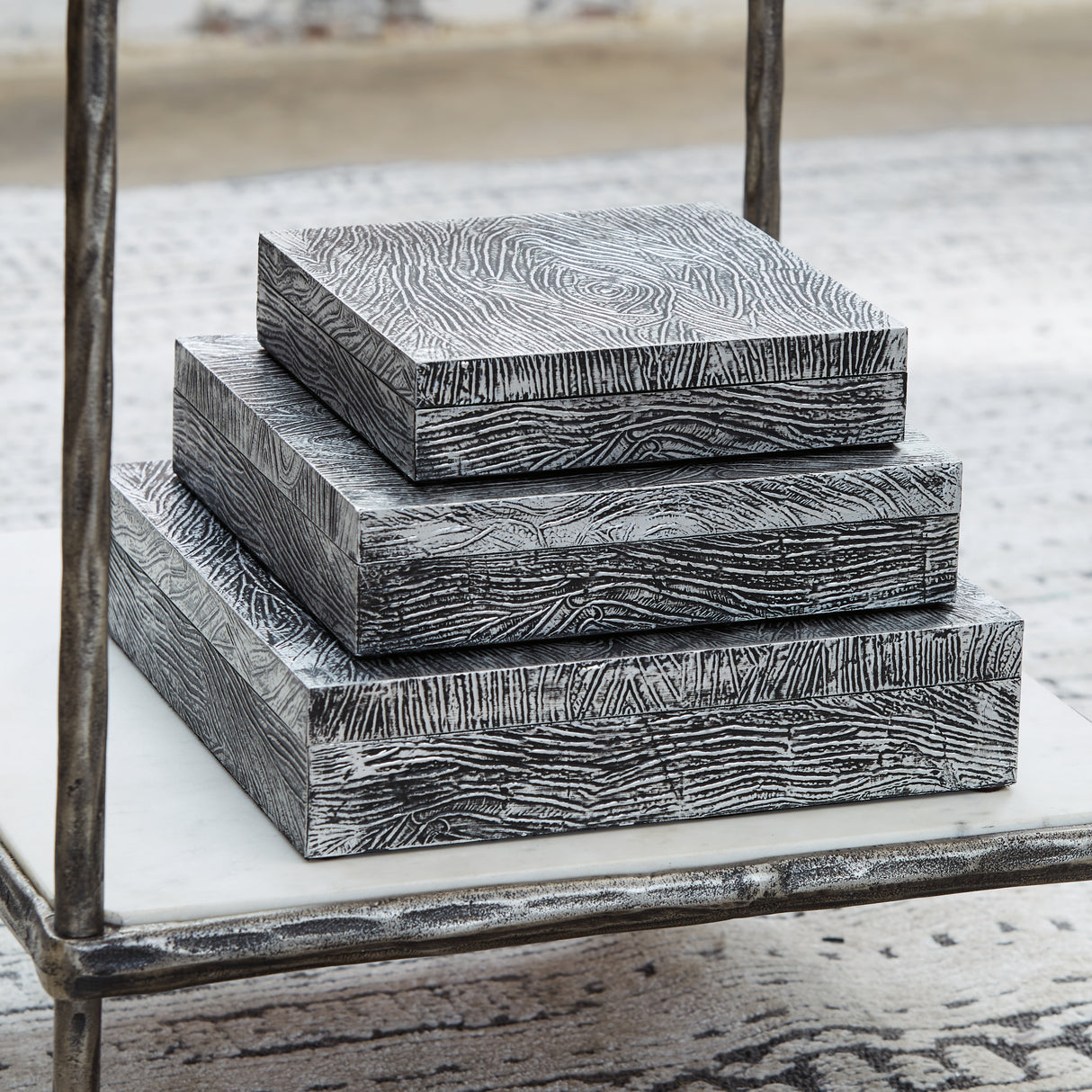 Furniture City Slidell - Ashley Furniture - Keldy Box (Set of 3) - Box Set (3/CN) / Antique Pewter Finish - A2000491
