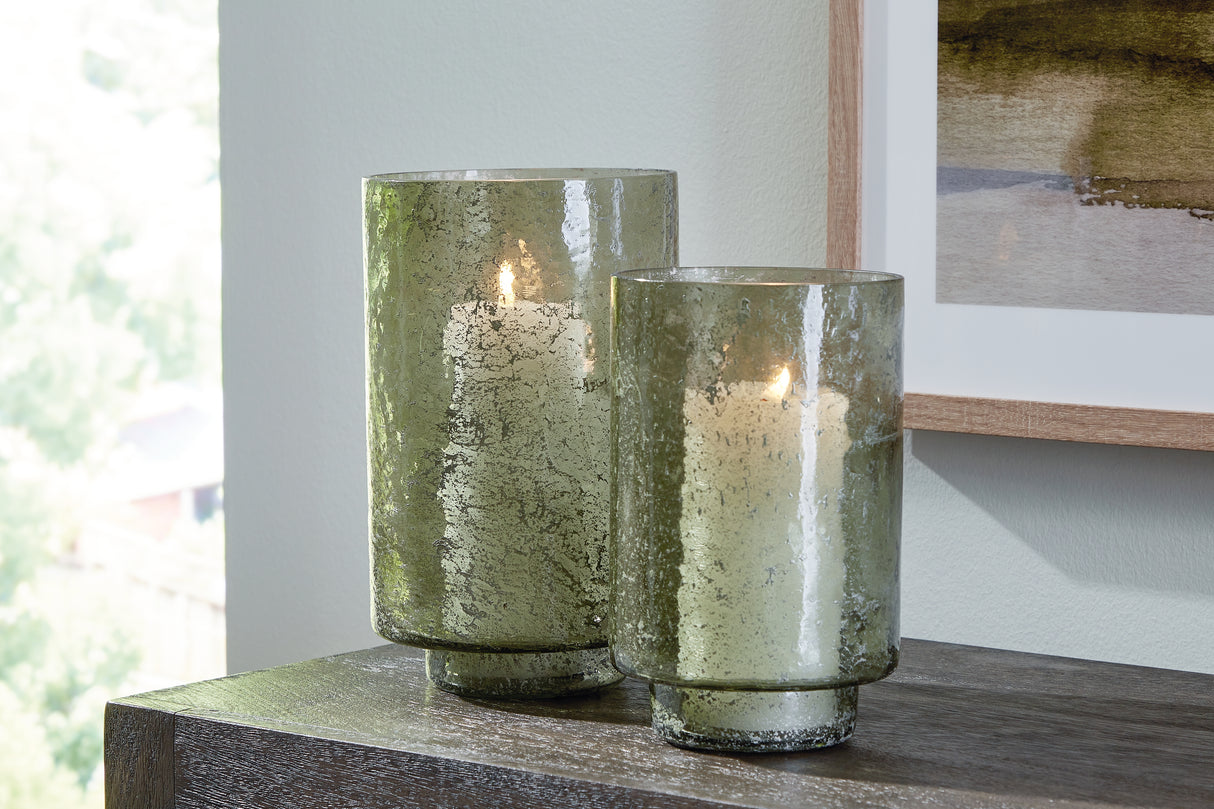 Furniture City Slidell - Ashley Furniture - Clarkton Candle Holder - Candle Holder Set (Set of 2) / Green - A2000623