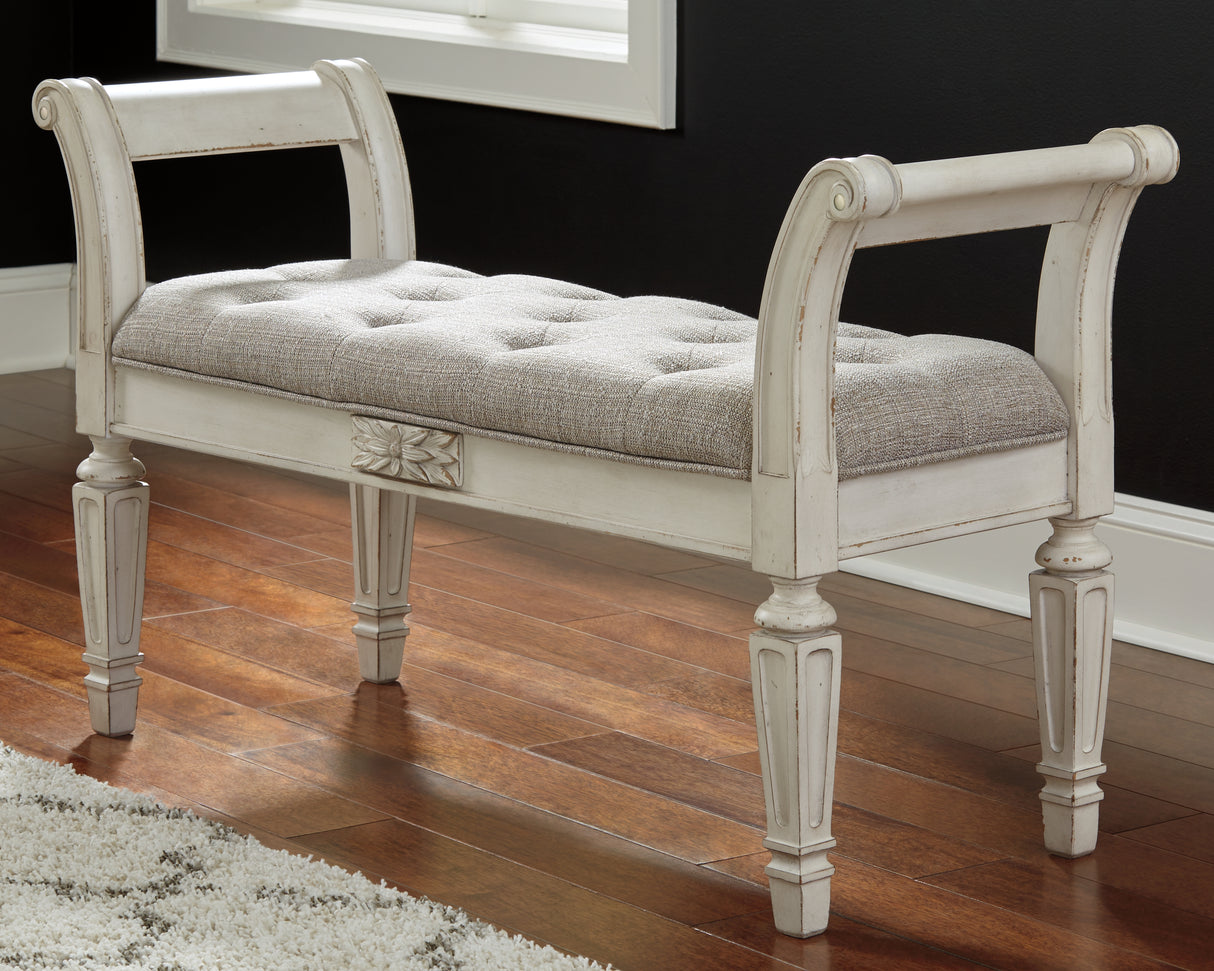 Furniture City Slidell - Ashley Furniture - Realyn Accent Bench - Accent Bench / Antique White / 46"W x 16"D x 26"H - A3000157
