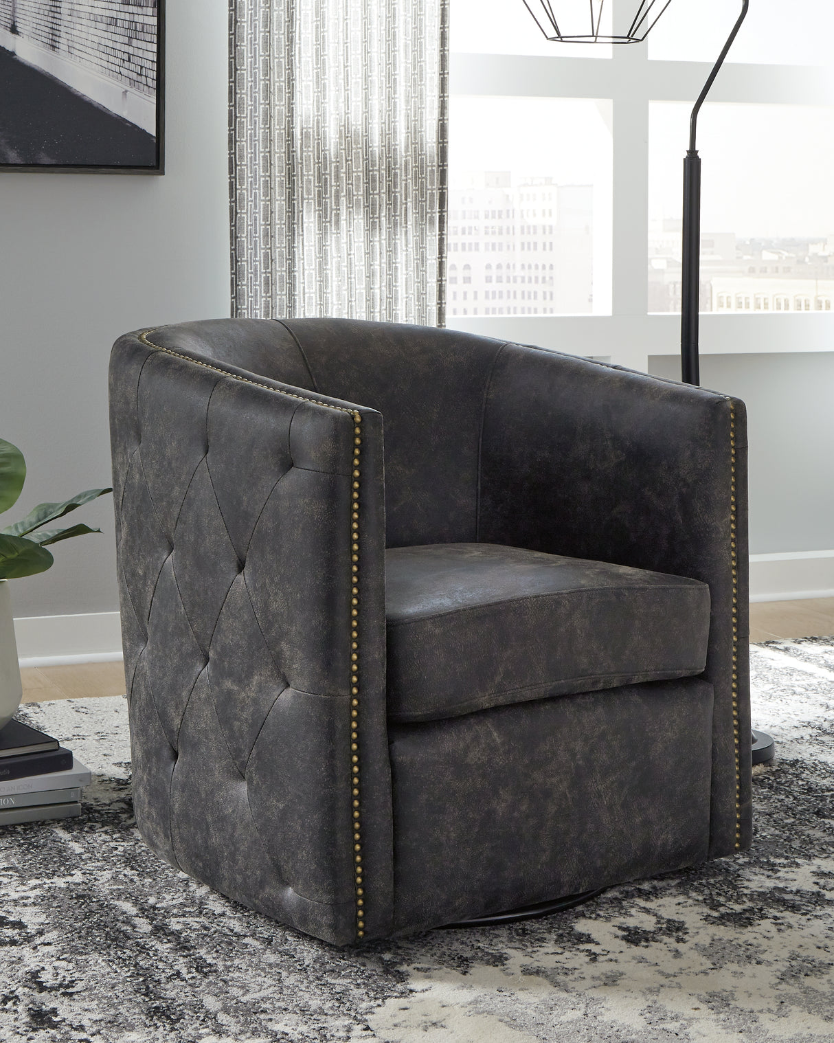 Furniture City Slidell - Ashley Furniture - Brentlow Swivel Accent Chair - Swivel Accent Chair / Granite - A3000741