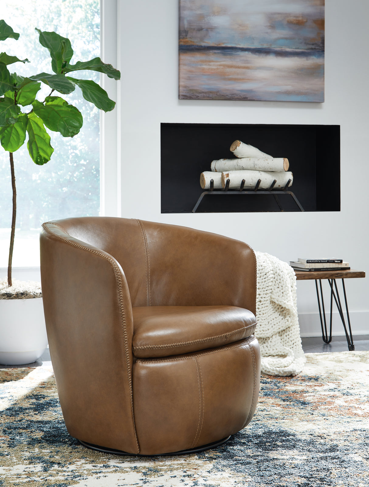 Furniture City Slidell - Ashley Furniture - Kierreys Swivel Accent Chair - Swivel Accent Chair / Caramel - A3000700