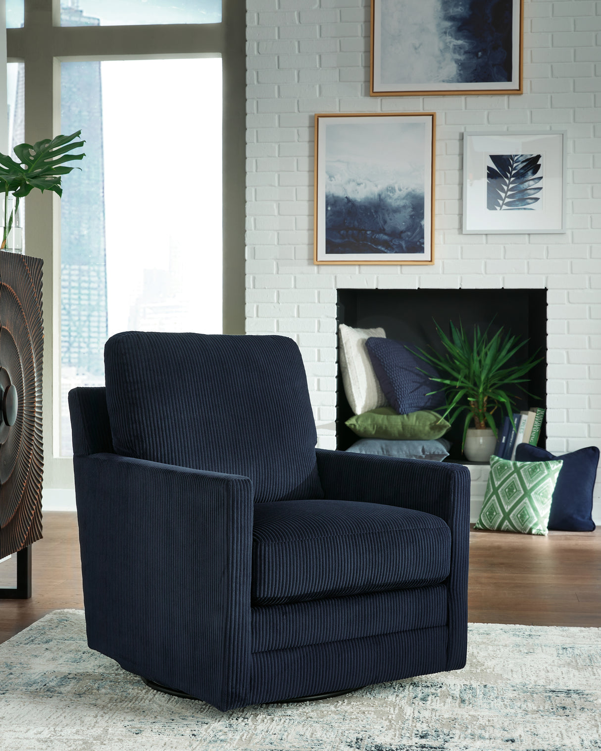 Furniture City Slidell - Ashley Furniture - Icaman Swivel Accent Chair - Swivel Accent Chair / Navy - A3000727