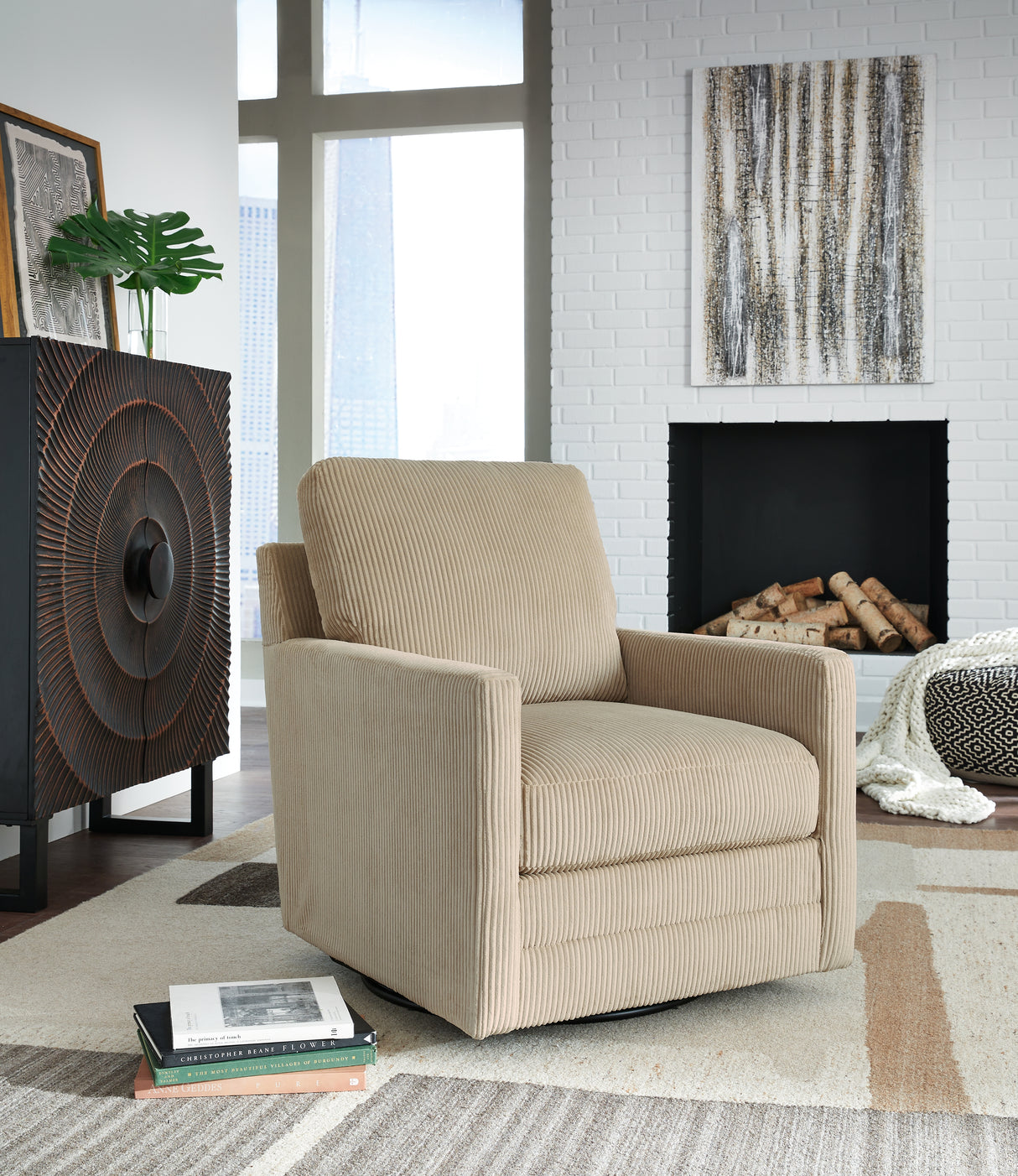 Furniture City Slidell - Ashley Furniture - Icaman Swivel Accent Chair - Swivel Accent Chair / Sand - A3000728