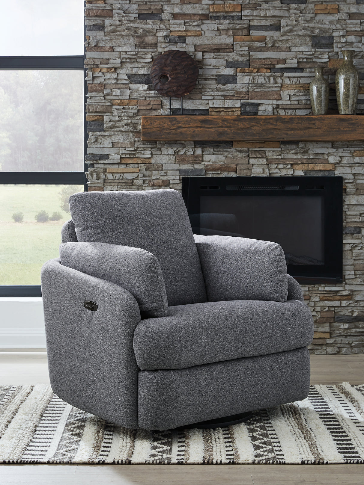 Furniture City Slidell - Ashley Furniture - Alainmont Next-Gen Nuvella Swivel Power Recliner - Swivel Power Recliner / Stone - A3000739