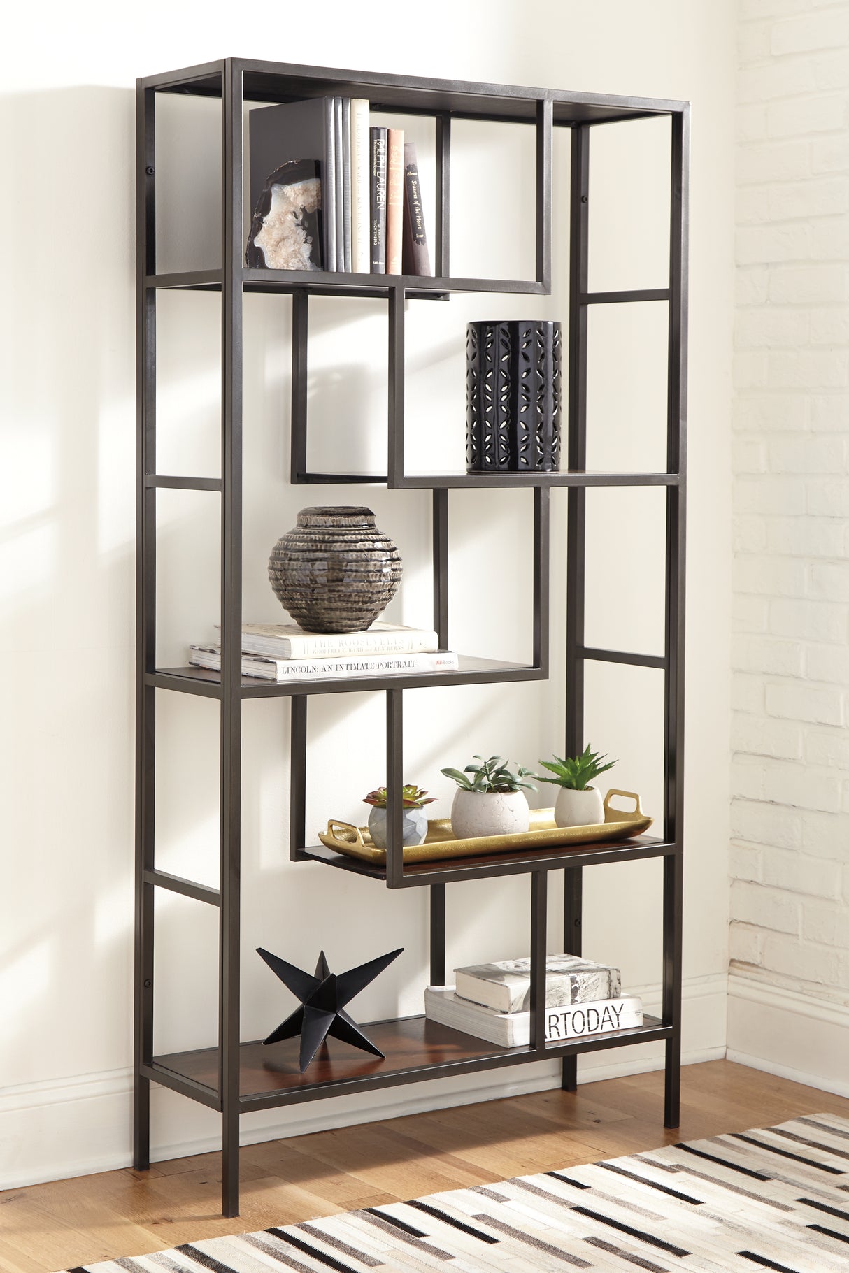 Furniture City Slidell - Ashley Furniture - Frankwell Bookcase - Bookcase / Brown/Black - A4000021