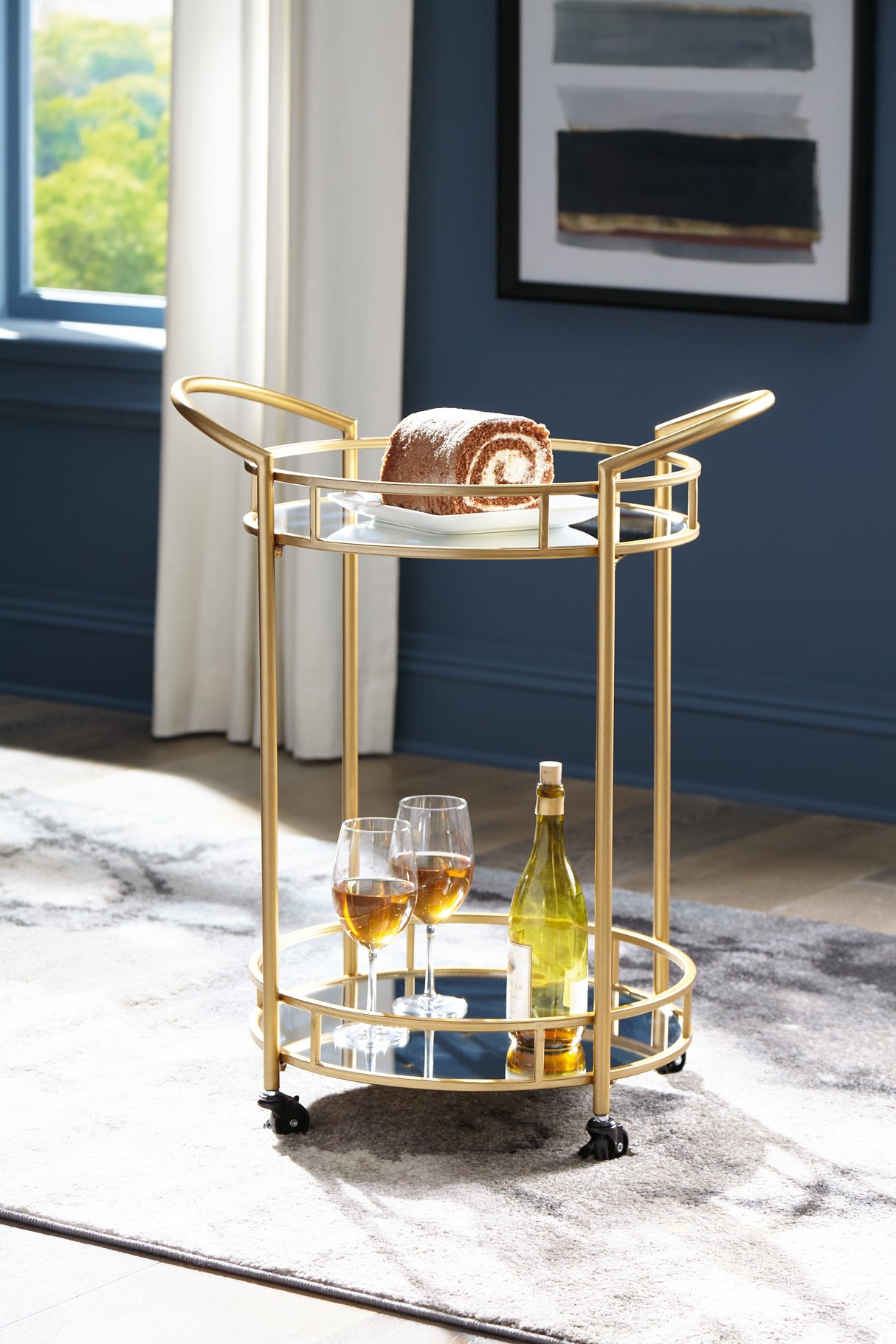 Furniture City Slidell - Ashley Furniture - Wynora Bar Cart - Bar Cart / Gold - A4000099