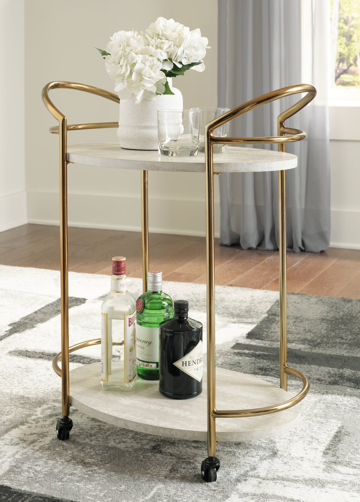 Furniture City Slidell - Ashley Furniture - Tarica Bar Cart - Bar Cart / Cream/Gold Finish - A4000502