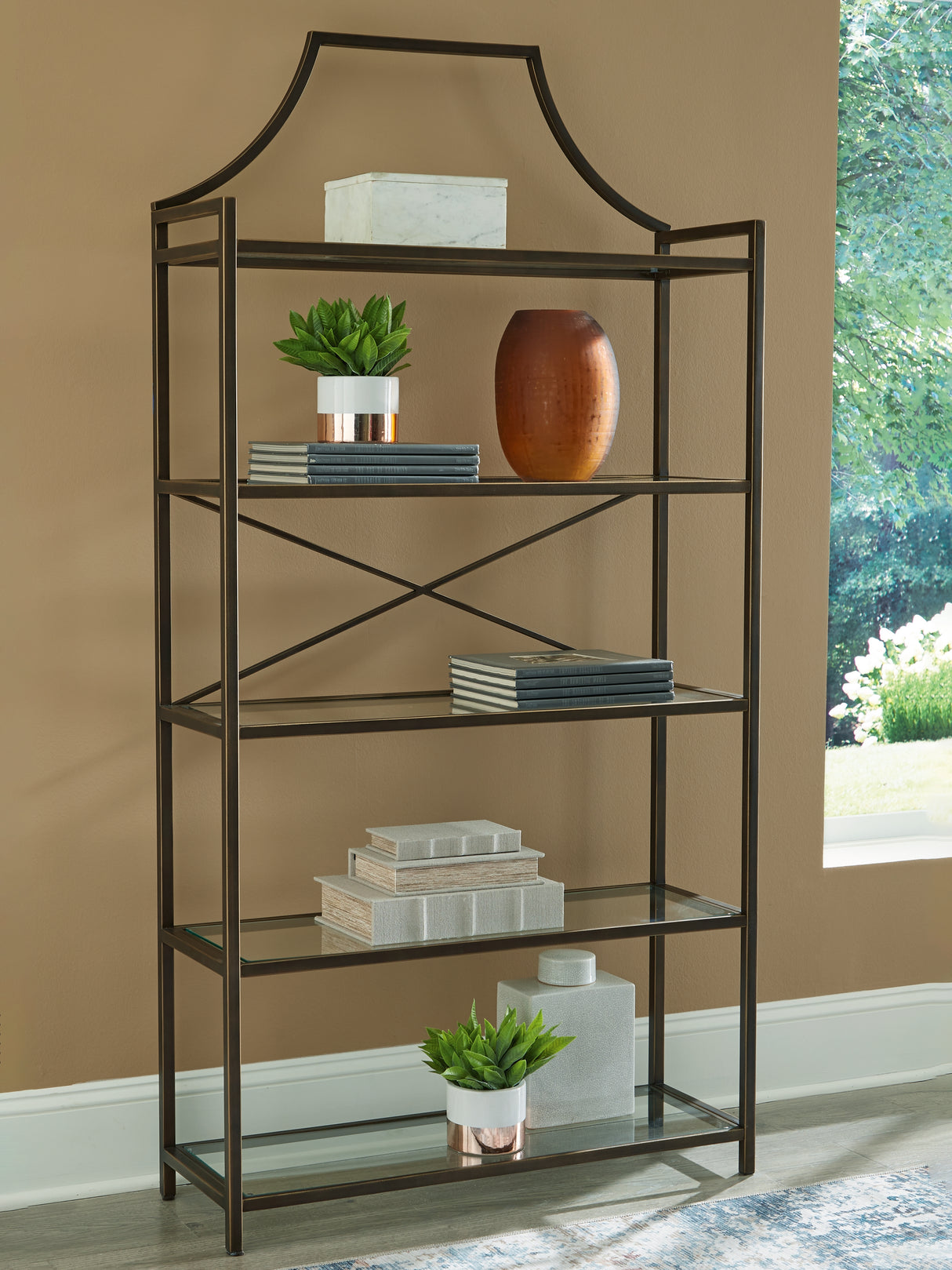 Furniture City Slidell - Ashley Furniture - Bernonly Bookcase - Bookcase / Antique Bronze Finish - A4000556