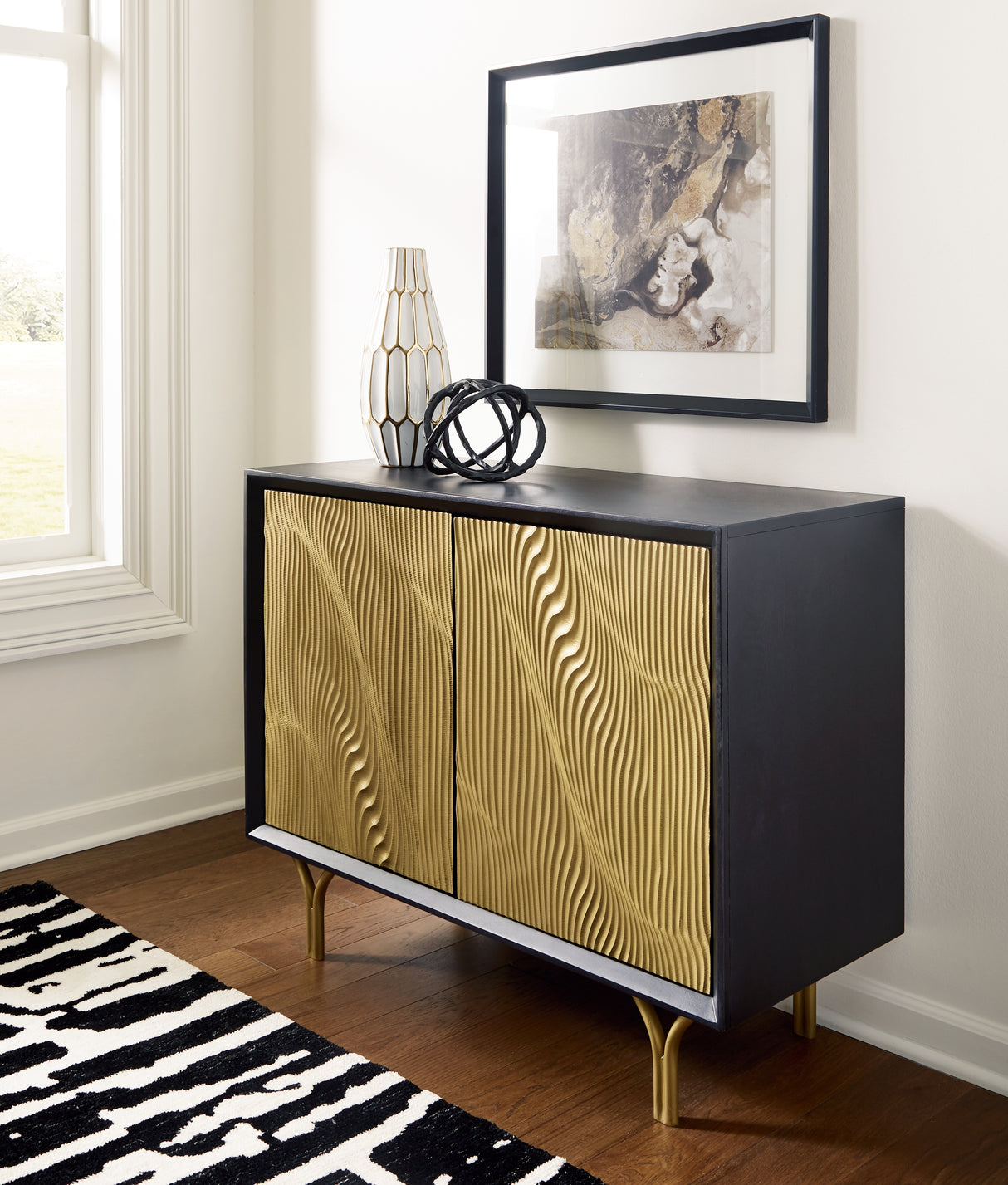 Furniture City Slidell - Ashley Furniture - Tayner Accent Cabinet - Accent Cabinet / Black/Gold Finish - A4000654