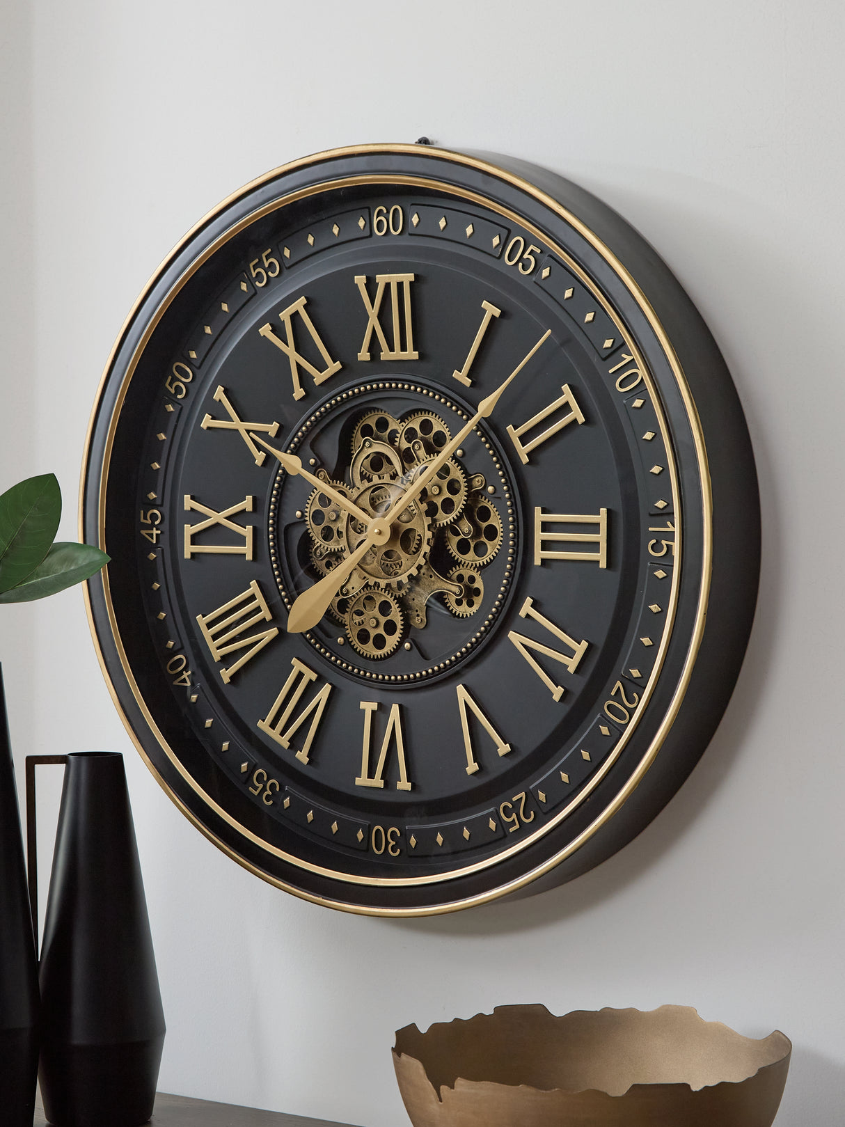 Furniture City Slidell - Ashley Furniture - Dairton Wall Decor - Wall Clock / Black/Gold Finish - A8010385