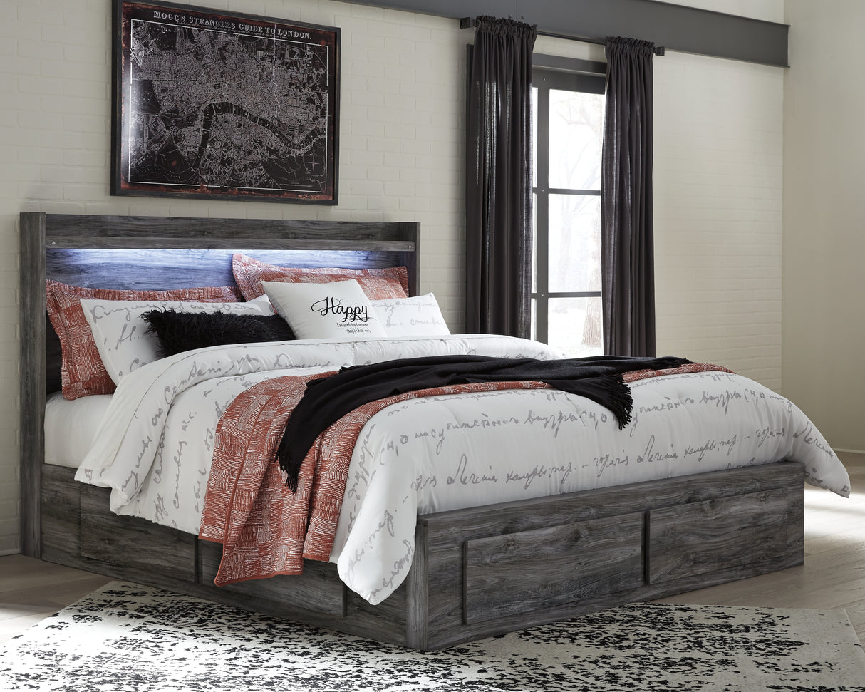 Furniture City Slidell - Ashley Furniture - Baystorm Bedroom - King Panel Bed with 6 Storage Drawers / Gray - B221B16