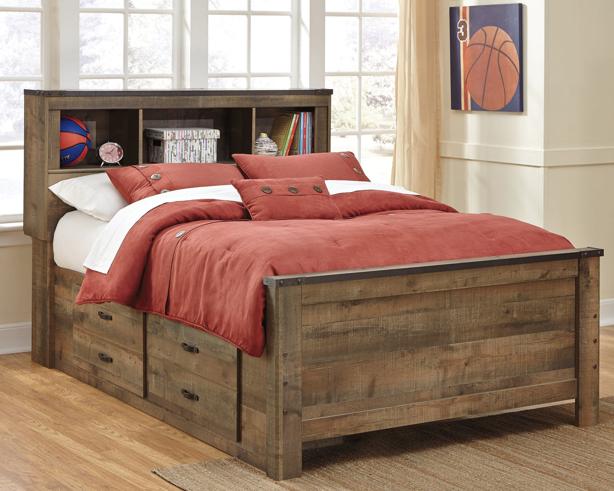 Furniture City Slidell - Ashley Furniture - Trinell Bedroom - Full Panel Bed with 2 Storage Drawers / Brown - B446B10